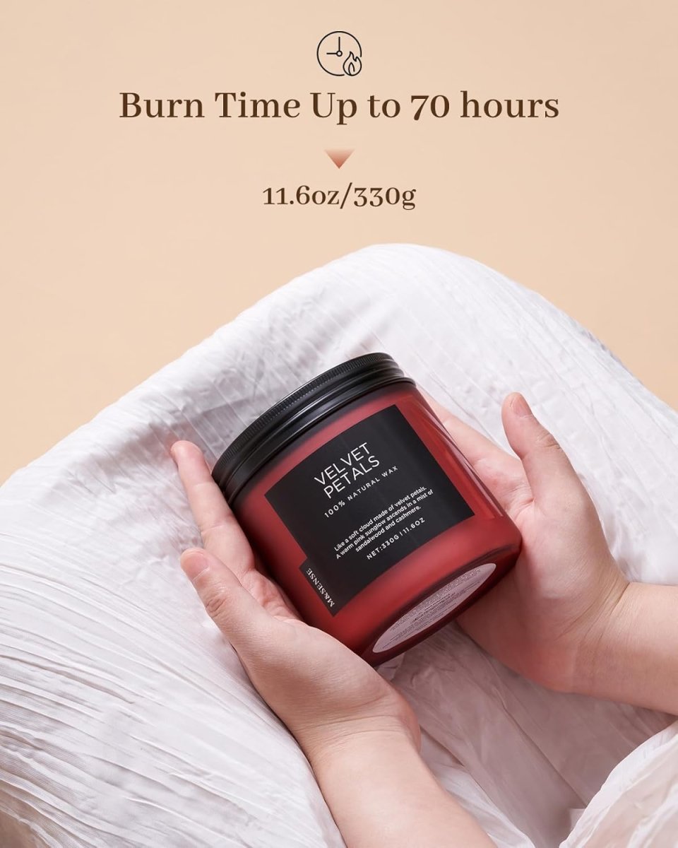 M&amp;SENSE Ode to Winter Soy Candles Strong Scented, 2 Wick Jar Candle 19.4oz 110 Hour Long Lasting, Lavender Sandalwood Organic Natural Aromatherapy Candle Gifts Bedroom Bathroom Home Decor - Homesidy.com