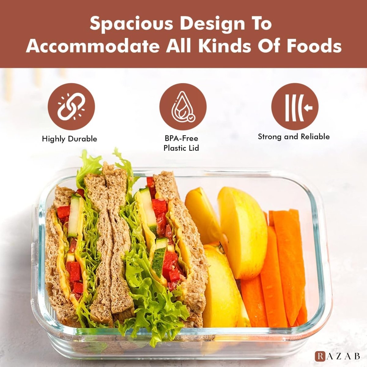 Razab 35 Pc Set Glass Food Storage Containers with Lids - Meal Prep Airtight Bento Boxes BPA - Free 100% Leak Proof (15 lids,15 glass &amp; 5 Plastic Sauce/Dip Containers) - Homesidy.com