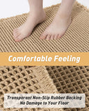 AMOAMI Upgraded Waffle Bath Mat, Super Absorbent Non Slip Bath Mats for Bathroom Floor, Machine Washable Bathroom Rugs with Tassels, Rubber Backed Bathroom Mats, Ultra Soft, 18&34; x 30&34;, Brown - Homesidy.com