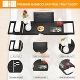 Premium Bamboo Bathtub Tray Caddy - Bath Tub Tray Table for Bathtub - Bath Caddy Tray for Bathtub, Expandable Size, Fits Most Bath Tubs - Homesidy.com