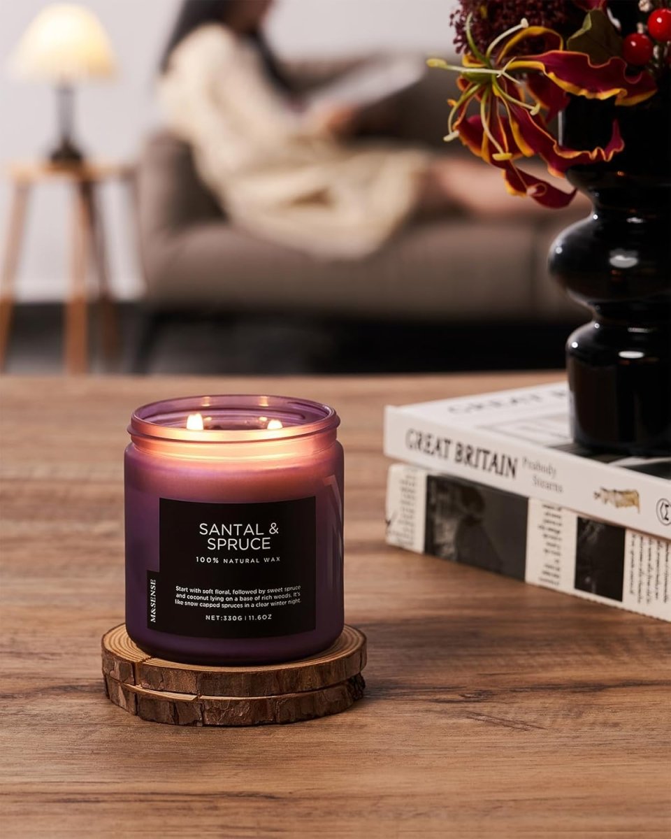 M&amp;SENSE Ode to Winter Soy Candles Strong Scented, 2 Wick Jar Candle 19.4oz 110 Hour Long Lasting, Lavender Sandalwood Organic Natural Aromatherapy Candle Gifts Bedroom Bathroom Home Decor - Homesidy.com