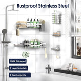 NESOMI Shower Caddy Adhesive Shower Organizer 7 - Pack, Rustproof Stainless Steel Bathroom Shelves, Large Capacity No - Drill Rack Storage Accessories with Soap Dish Toothbrush Holder &amp;24 Hooks Home Decor - Homesidy.com