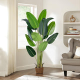 Artificial Bird of Paradise Plant 7Ft Fake Tropical Palm Tree with 17Trunks Faux Banana Leaf Trees in Pot for Home Indoor Outdoor Office Modern Decor Housewarming - Homesidy.com