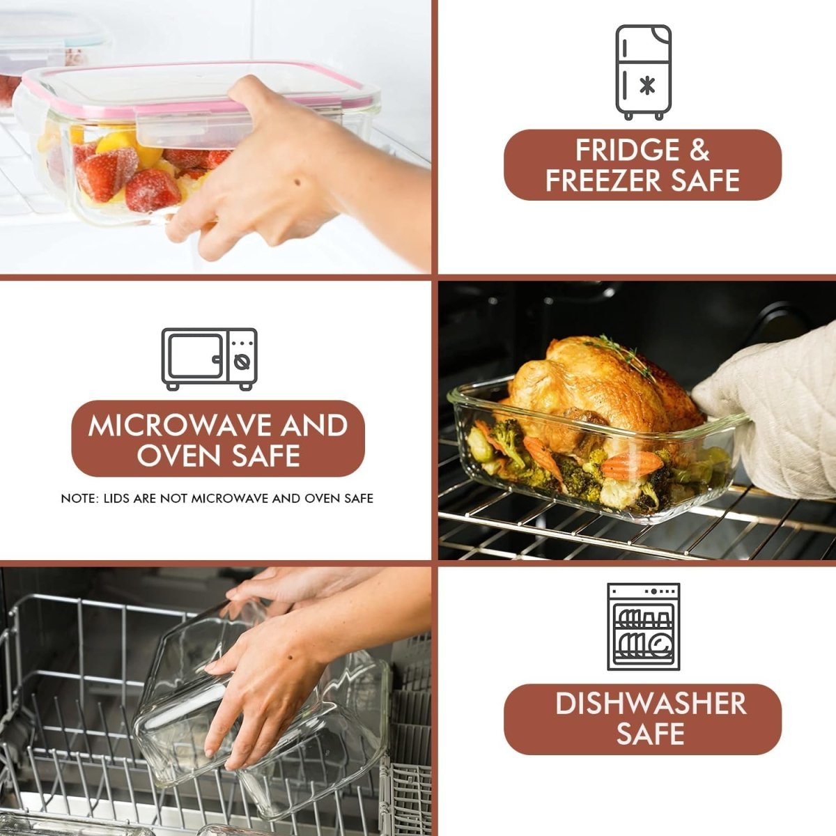 Razab 35 Pc Set Glass Food Storage Containers with Lids - Meal Prep Airtight Bento Boxes BPA - Free 100% Leak Proof (15 lids,15 glass &amp; 5 Plastic Sauce/Dip Containers) - Homesidy.com