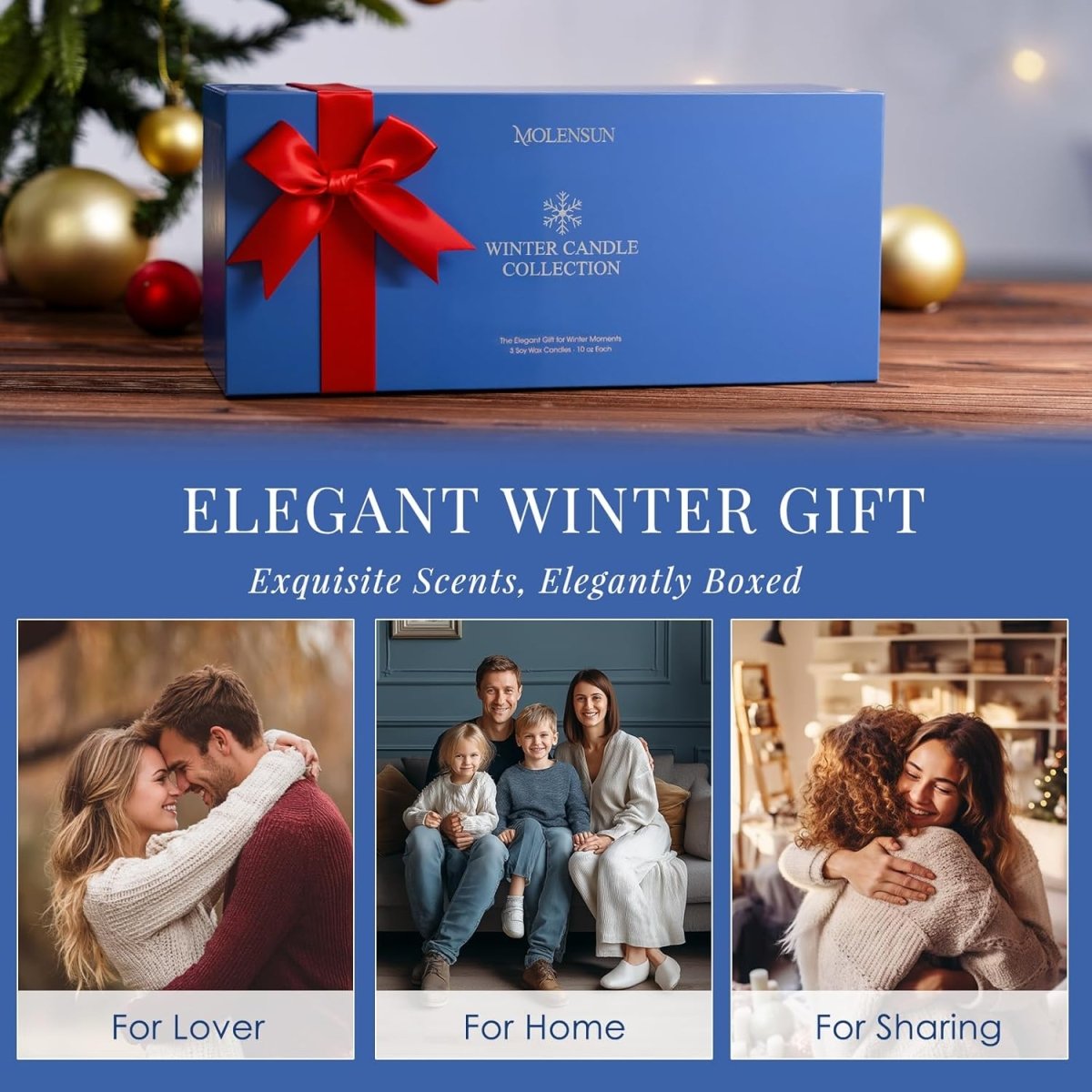 Balsam Cedar Candle, 10oz Soy Scented Candle for Home, Christmas Birthday &amp; Holiday Gifts for Women &amp; Men, Long Lasting 50 Hour Clean Non - Toxic Burn, Elegant Winter &amp; Christmas Festive Home Decor - Homesidy.com