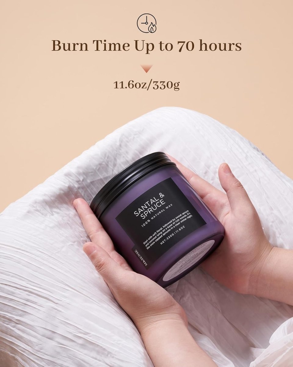 M&amp;SENSE Ode to Winter Soy Candles Strong Scented, 2 Wick Jar Candle 19.4oz 110 Hour Long Lasting, Lavender Sandalwood Organic Natural Aromatherapy Candle Gifts Bedroom Bathroom Home Decor - Homesidy.com
