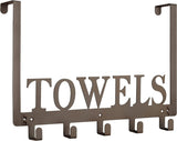 Kuhome Over The Door Hooks, Towel Holder for Bathroom, Door Mount Towel Rack Towel Hooks for Bedroom Beach Towels Bathrobe Wall Mount Hang on The Door Cabinet Cupboard Metal Sandblasted (Black) - Homesidy.com