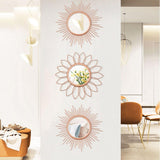 3 Pack Metal Mirrors for Wall Sunburst Wall Mirrors Home Décor Decorative Hanging Wall Art for Living Room Bedroom Entryway (Gold, Flower Sunburst) - Homesidy.com