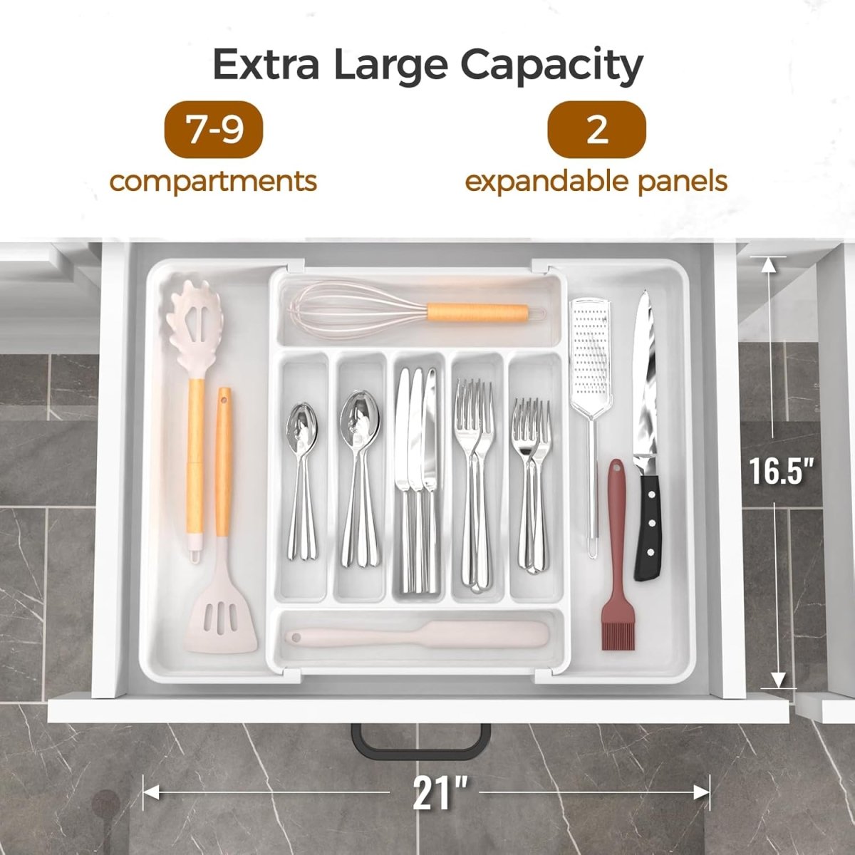 ukeetap Extra Large Expandable Silverware Organizer, BPA - Free Food - Safe Cutlery Flatware Organizer, Kitchen Utensil Drawer Organizer, Adjustable Silverware Holder for Spoons Forks Knives, Black - Homesidy.com
