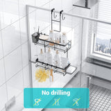 Aitatty Over the Door Shower Caddy Hanging: Black Rustproof Shower Organizer over the Door - No Drilling Bathroom Rack for Inside - Homesidy.com