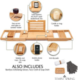 Temple Spring Wooden Bathtub Tray, Bamboo Bathroom Accessories, Bath Tray for Tub, at Home Spa Essentials, Board for Tub Table, Bath Caddy for Bathtub Accessories &amp; Bathroom Essentials – Natural - Homesidy.com