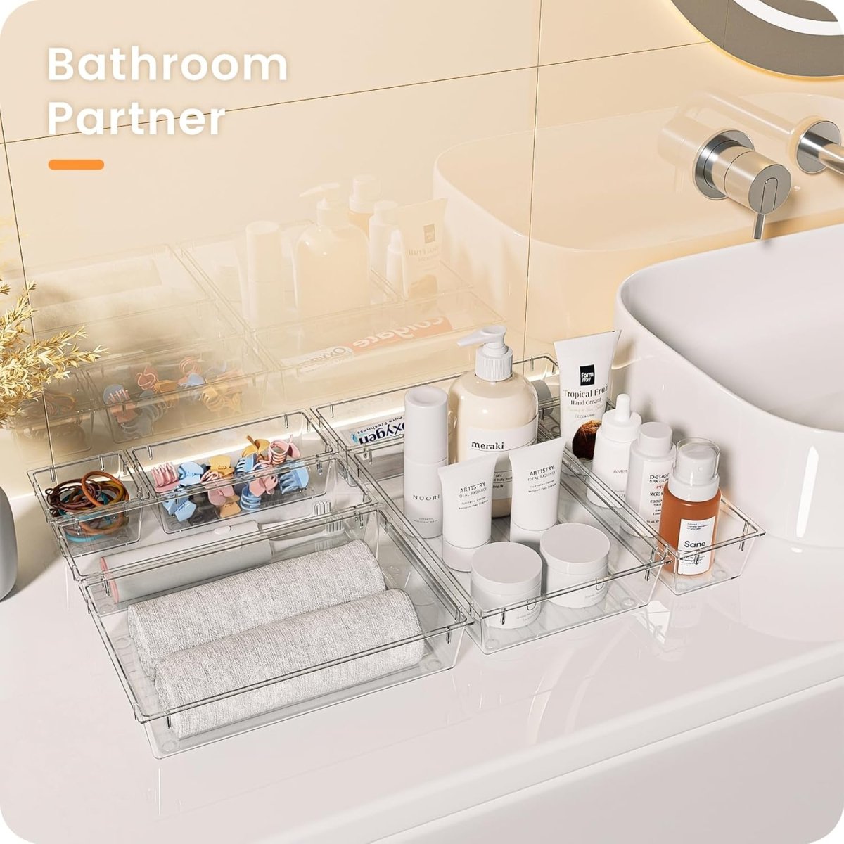 A - LuGei 【Military Grade Drawer Organizer, 【𝟱𝗦𝗶𝘇𝗲】 Makeup organizer, 【Holds 177 Items】 Bathroom Organizers and Storage, Organization and Storage, Desk Drawer Organizer for Bathroom Vanity - Homesidy.com