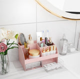 Makeup Organizer with Drawers, Cosmetic Storage for Dresser Vanity and Bathroom Countertop, Beauty Holder for Lipstick Brush, Skincare Organizer for Vanity, Cosmetic Display Case (White) - Homesidy.com