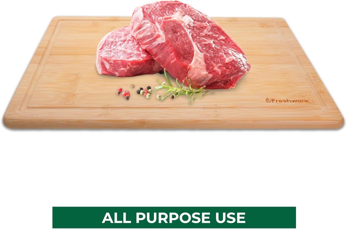 Bamboo Cutting Boards for Kitchen [Set of 3] Wood Cutting Board for Chopping Meat, Vegetables, Fruits, Cheese, Knife Friendly Serving Tray with Handles - Homesidy.com