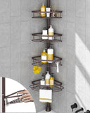 SEIRIONE Rustproof Shower Corner Caddy Organizer for Bathroom, 4 Adjustable Shelves with Tension Pole, for Bathtub Shampoo Accessories Storage Holder, 34 to 116 Inch Height - Homesidy.com