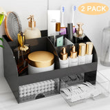 Makeup Organizer with Drawers, Cosmetic Storage for Dresser Vanity and Bathroom Countertop, Beauty Holder for Lipstick Brush, Skincare Organizer for Vanity, Cosmetic Display Case (White) - Homesidy.com