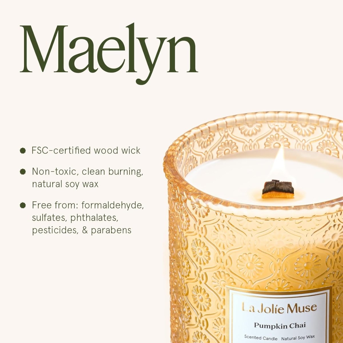 LA JOLIE MUSE Sahara Amber Candle – Bergamot, Clove &amp; Amber | 12 oz Large 2 - Wick Soy Wax Candle | 60 Hours Clean Burn | Gift - Ready for Hosts &amp; Gatherings | Elegant Home Décor - Homesidy.com