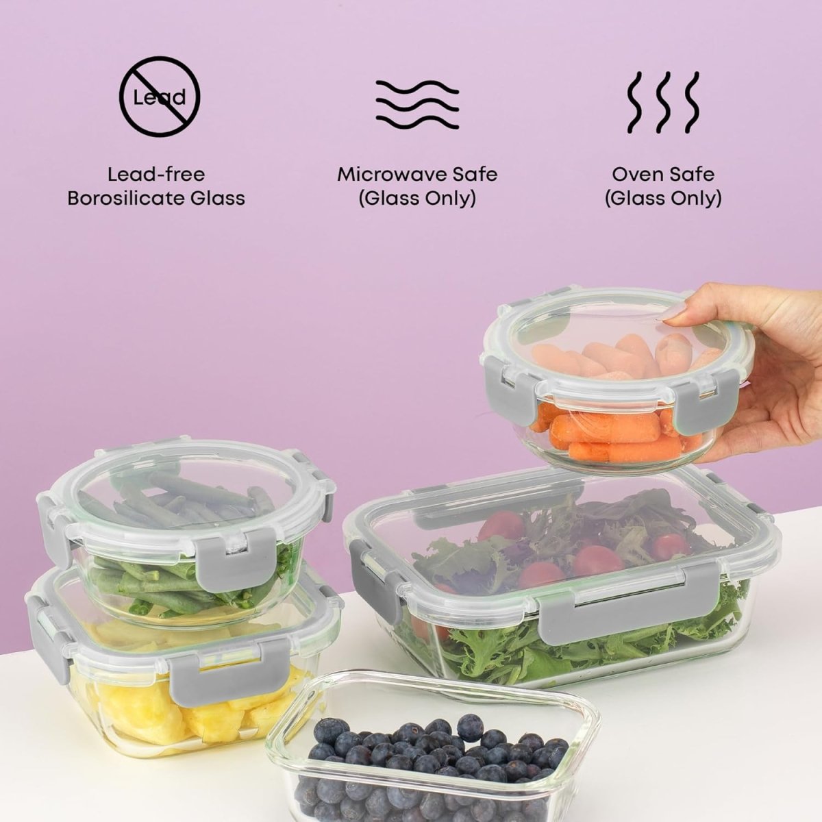 JoyJolt 24pc Borosilicate Glass Storage Containers with Lids | 12 Airtight/Freezer Safe Food Storage Containers for Pantry and Kitchen | Meal Prep Container for Lunch | Glass Tupperware Set - Homesidy.com