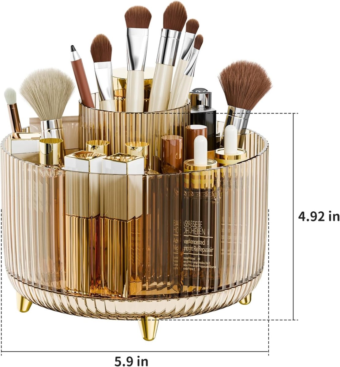 fanado 360° Rotate Makeup Brush Holder Organizer, Makeup Organizers Countertop, Makeup organization and Skincare Storage for Vanity, Desktop, Bathroom (White) - Homesidy.com