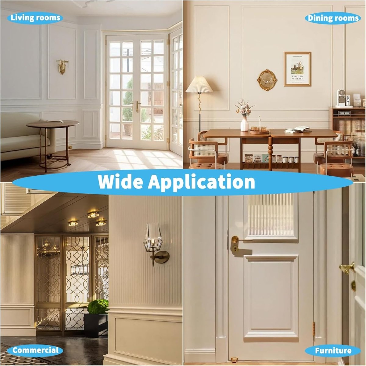 Art3d Pre - Cut Wall Molding Set of 6 pcs, Ready - to - Assemble Wainscoting Panels for Interior Wall Décor Living Room Bedroom Accent Wall - Installed with Glue, 3 Top 3 Bottom - Homesidy.com