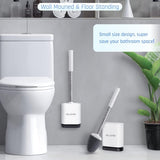 Sellemer Toilet Brush and Holder Set - Flexible Toilet Bowl Brush Head with Silicone Bristles, Compact Size for Storage and Organization, Ventilation Slots Base (1 Pack, Silver) - Homesidy.com