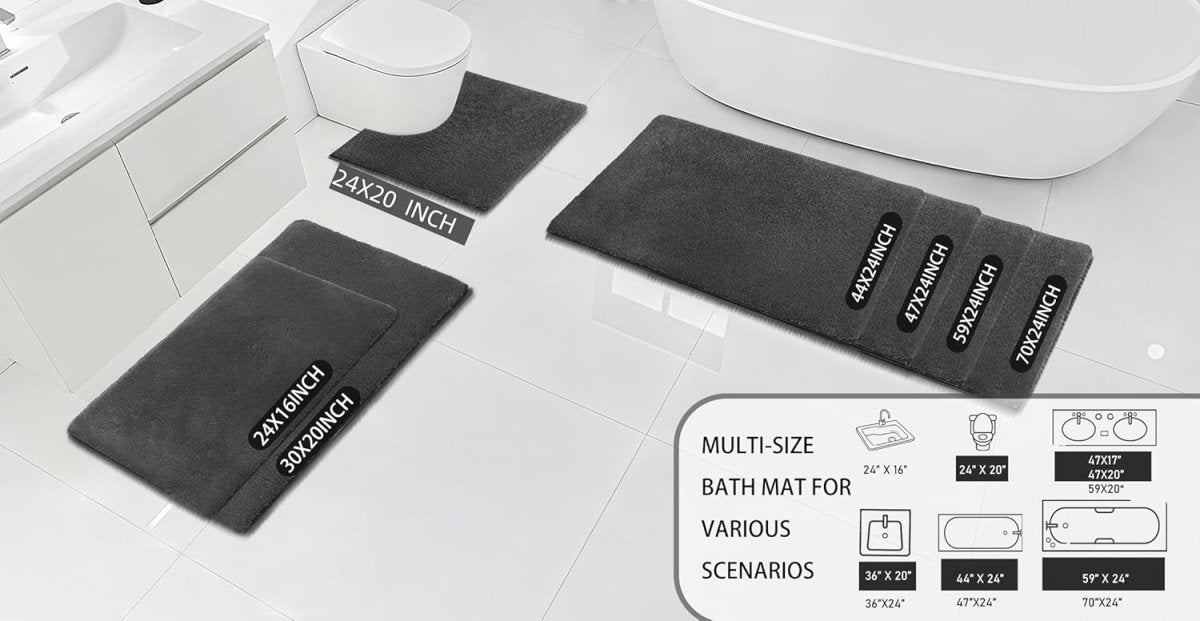 MINIDEAR Bathroom Rugs 24x17 Light Grey - Thick Elastic Foam Bath Mat, Ultra Soft &amp; Plush Fluffy, Non - Slip, Quick Dry, Absorbent Washable Floor Microfiber Mat for Tub, Home Decor Accessories - Homesidy.com