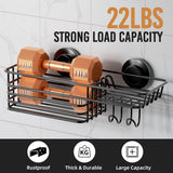 LEVERLOC Shower Caddy Suction Cup, 2 Pack Shower Shelves for Inside Shower with Hooks &amp; Soap Holder, NO - Drilling Bathroom Shower Organizer, Rustproof Meatl Shower Holder Storage, Black - Homesidy.com