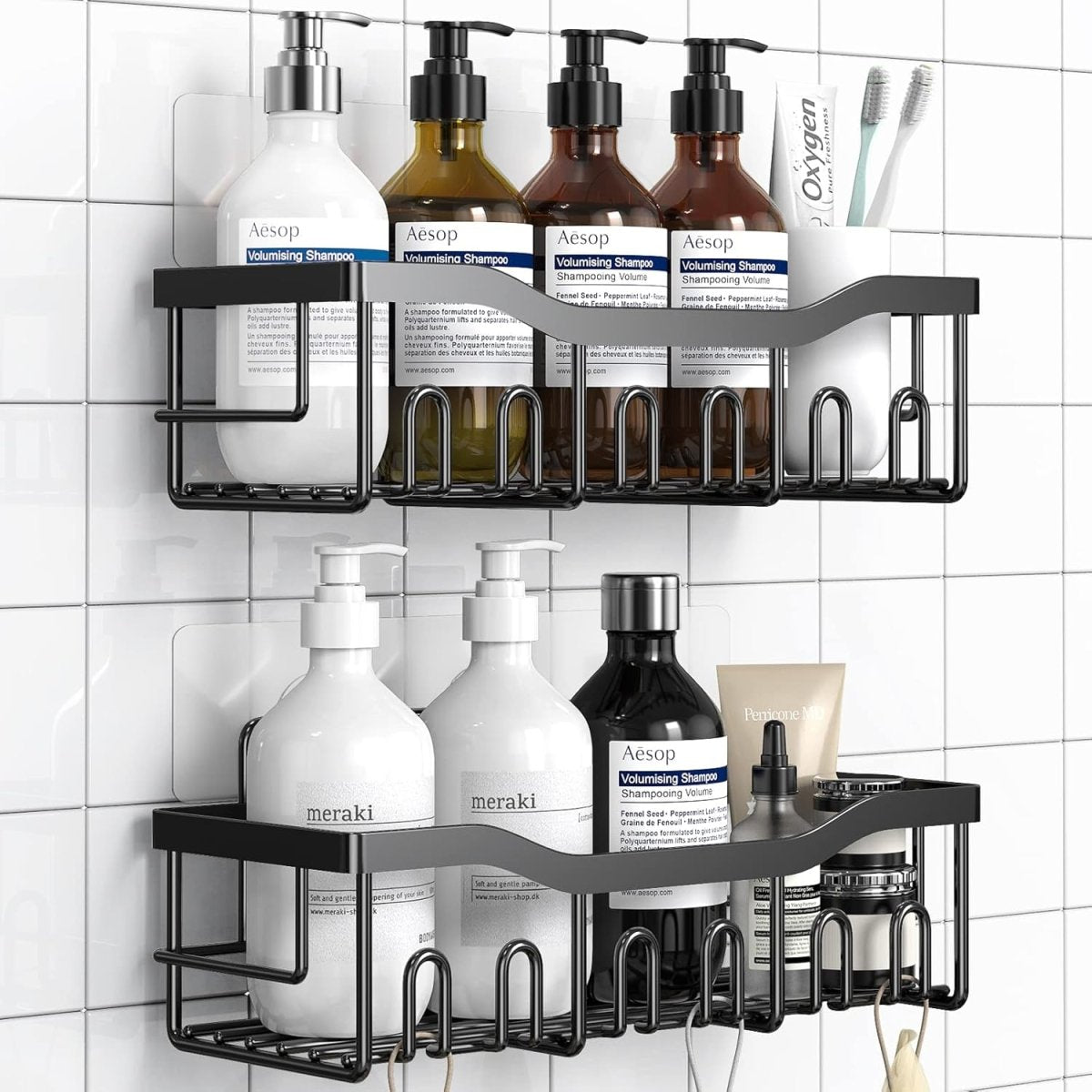 EUDELE 5 - Pack Rustproof Stainless Steel Shower Caddy Set– No Drill Adhesive Bathroom Organizer, Space - Saving Shower Shelves for Apartment Essentials, Bathroom/Kitchen Storage Home Decor - L Size - Homesidy.com