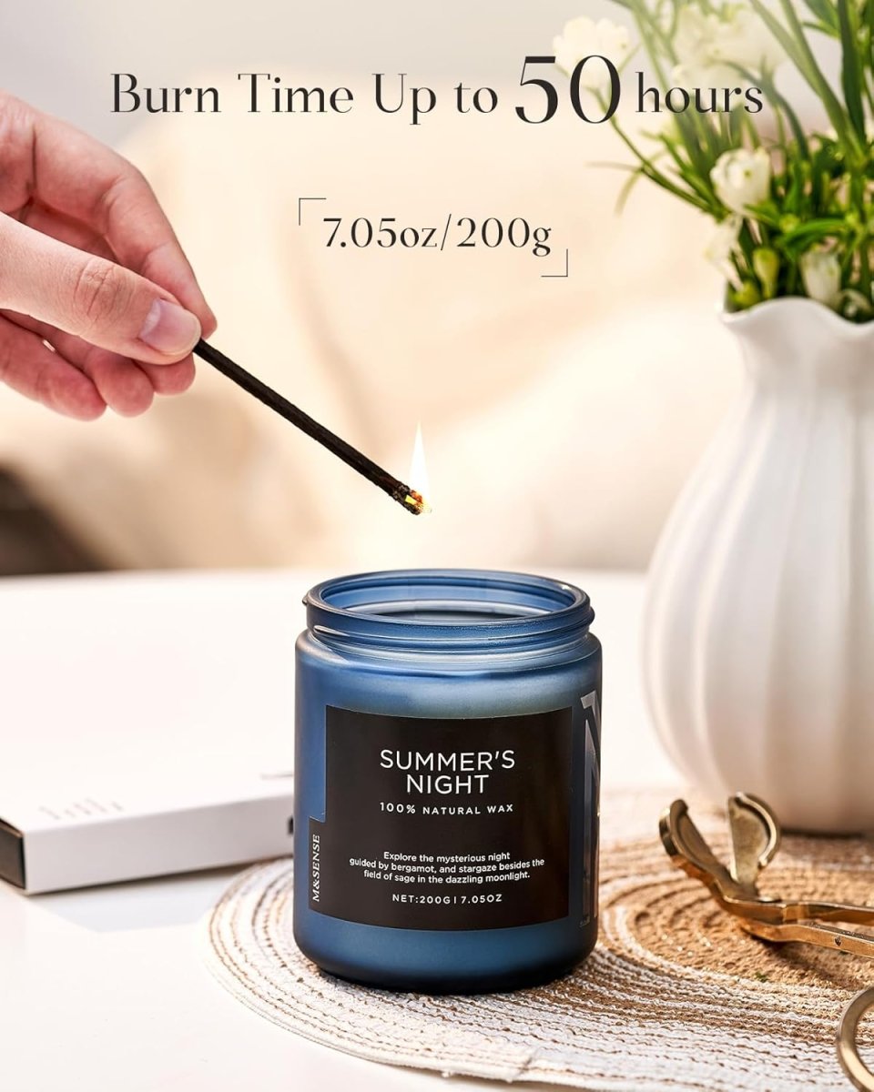 M&amp;SENSE Eucalyptus &amp; Mint Soy Candles for Home Scented, 11.6oz 70 Hour Burn Aromatherapy Candle Gift for Stress Relief, Meditation, Yoga, Relaxing SPA, Reusable Jar for Men and Women - Homesidy.com