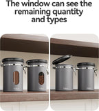 Veken Coffee Canister with Window,Airtight Stainless Steel Pantry Container,Home Kitchen Food Storage Organizers for Ground,Beans,Espresso,Rice,Tea,Sugar,Cereal, Flour,Bar Accessories,Gifts,22OZ,Black - Homesidy.com
