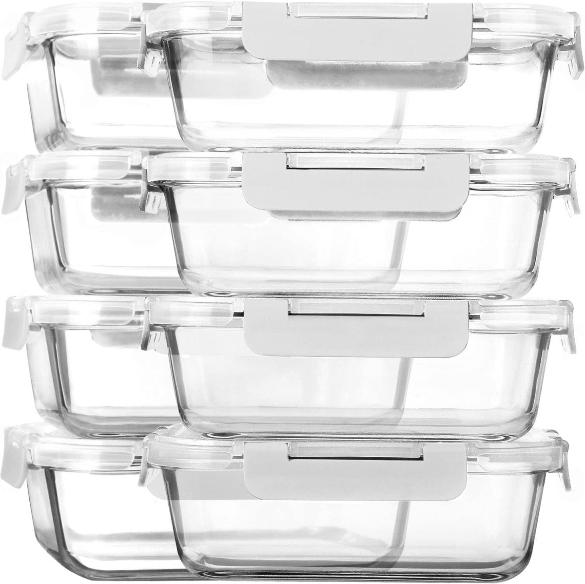 [8 - Pack,30 oz]Glass Meal Prep Containers,Glass Food Storage Containers,Airtight lunch Containers with Lids, Microwave, Oven, Freezer and Dishwasher - Homesidy.com