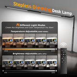 Airlonv LED Desk Lamp for Office Home, Eye - Caring Desk Light with Stepless Dimming Adjustable Flexible Gooseneck, 10W USB Adapter Desk Lamp with Clamp for Reading, Study, Workbench (Black) - Homesidy.com