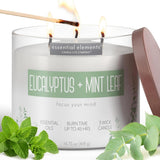 Candle - lite Essential Elements Scented Candles, Eucalyptus &amp; Mint Leaf, 14.75 oz Jar, Proudly Poured in The USA, Aromatherapy, 3 - Wick with 45 Hours Burn Time, Perfect for Creating a Relaxing Ambiance - Homesidy.com