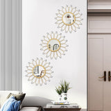 3 Pack Metal Mirrors for Wall Sunburst Wall Mirrors Home Décor Decorative Hanging Wall Art for Living Room Bedroom Entryway (Gold, Flower Sunburst) - Homesidy.com