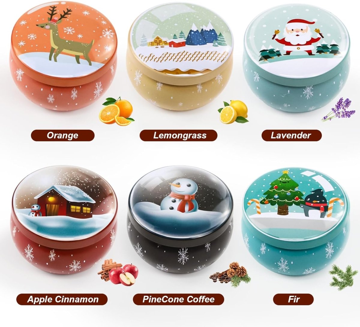 Christmas Candle Set, 6 Pack Candles for Home Scented, Aromatherapy Jar Candle Gifts for Women, Natural Soy Wax Long Lasting Glass Candle Set, Scented Candles for Christmas, Birthday, Thanksgiving Day - Homesidy.com