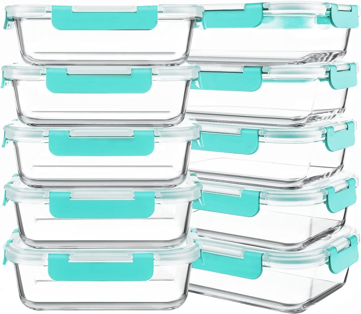 KOMUEE 10 Packs 30 oz Glass Meal Prep Containers,Glass Food Storage Containers with Lids,Airtight Lunch Bento Boxes,Microwave,Freezer and Dishwasher,Gray - Homesidy.com
