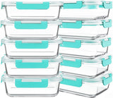 KOMUEE 10 Packs 30 oz Glass Meal Prep Containers,Glass Food Storage Containers with Lids,Airtight Lunch Bento Boxes,Microwave,Freezer and Dishwasher,Gray - Homesidy.com