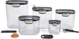 ProKeeper 9 - Piece Airtight Food Storage Container Set – Clear Plastic Flour and Sugar Canister Set with Magnetic Accessories for Kitchen Organization (Grey, 9 - Piece) - Homesidy.com