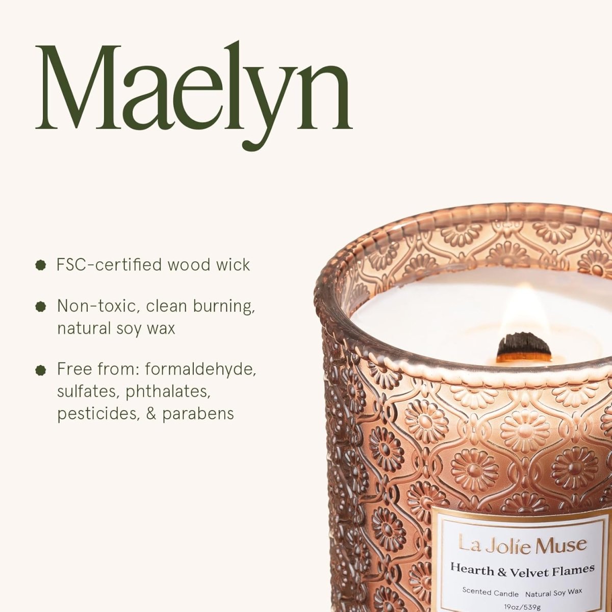 LA JOLIE MUSE Sahara Amber Candle – Bergamot, Clove &amp; Amber | 12 oz Large 2 - Wick Soy Wax Candle | 60 Hours Clean Burn | Gift - Ready for Hosts &amp; Gatherings | Elegant Home Décor - Homesidy.com