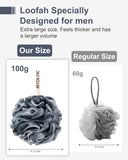 MTDLYICE Loofah Sponge, XXL Large Loofah 100g 4 Pack, Bath Sponge Soft Mesh Shower Loofah for Men, Body Scrub, Shower Pouf Bath Accessories, for Body Wash, Soap (Blue Gray) - Homesidy.com
