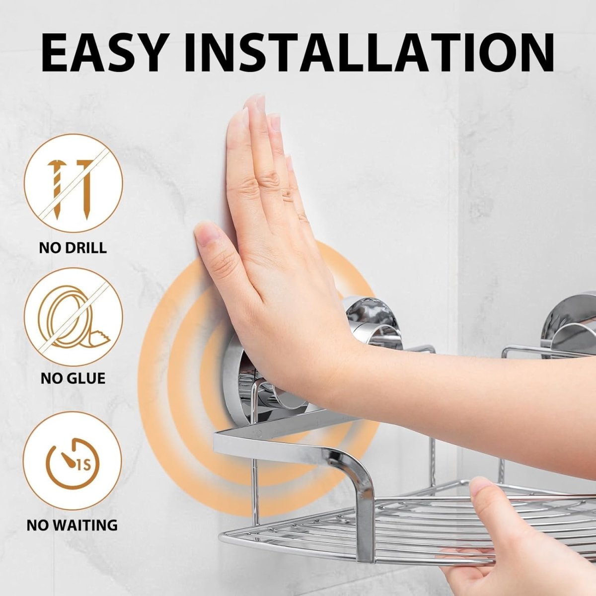 LEVERLOC Corner - adaptive Suction Cup Shower Caddies 2 Pack, Stainless Steel Rustproof Corner Shower Shelf, Large Capacity Removable Suction Cup Bathroom Organizer, Drill - Free Wall Mounted Basket, Gray - Homesidy.com