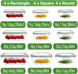 HOMBERKING 24pc Borosilicate Glass Food Storage Containers with Lids, Glass Meal Prep Containers with Leak Proof Snap Lock Lids, Airtight Bento Lunch Boxes, Kitchen Storage (12 lids &amp; 12 Containers) - Homesidy.com