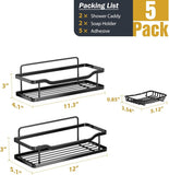 OMAIRA 3 - Pack Shower Caddy with Soap Holder, Adhesive Rustproof No - drill Strudy Loading Inside Shower Organizer Shelves Rack Storage Bathroom Organization for Smooth Wall Glass Tile, Black (Large) - Homesidy.com