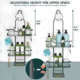 Shower Caddy Hanging Adjustable Shower Caddy, Rustproof Shower Organizer Extended Length Shower Caddy Over Shower Head with Hooks Soap Holder, Large Capacity Anti - Swing Bathroom Organizer, Black - Homesidy.com