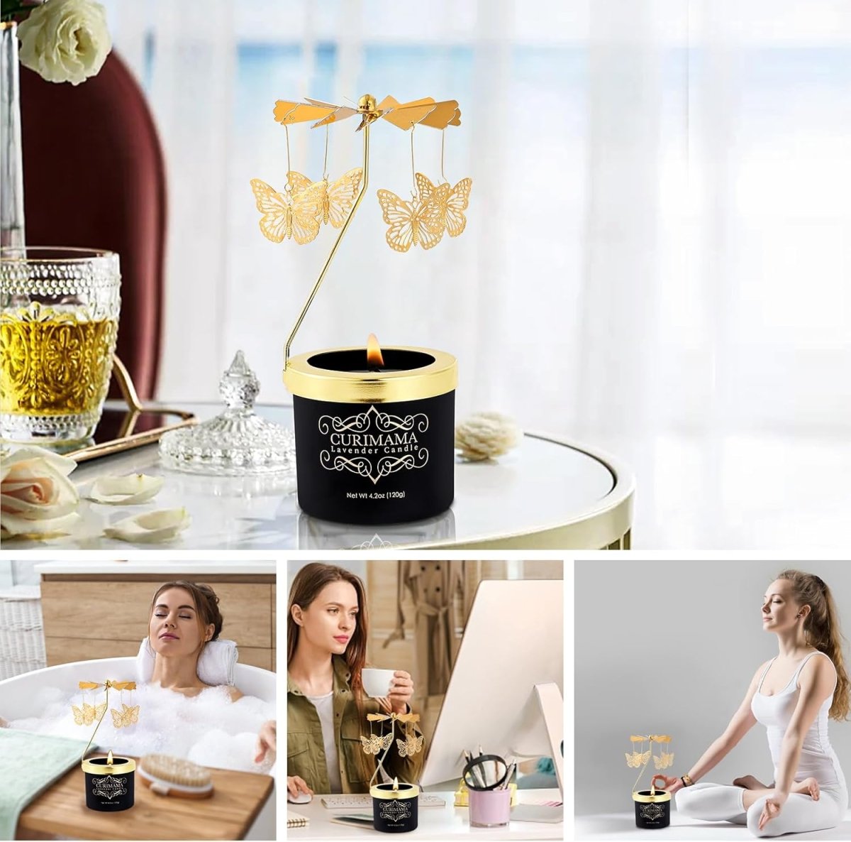 Christmas Gifts for Women, Unique Birthday Gifts for Women, Lavender Butterfly Rotating Scented Candles for Home Fragrance, Mom Birthday Gift from Daughter Son, Xmas Candle Gift for Sister Grandma - Homesidy.com