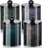 XIPENGKEJI 2 Pack Qtip Holder,Canister Apothecary Jar Set, Bathroom Jars with Lids Set for Cotton Swabs, Balls, Pads, Floss Picks,10oz - 12oz Plastic Canisters Restroom Bedroom Vanity Organizer(Black) - Homesidy.com
