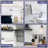 Paper Towel Holder, Self Adhesive or Drilling Paper Towel Holder Under Cabinet, Stainless Steel Black Paper Towel Holders Wall Mount for Kitchen, Bathroom, Sink, Pantry, Fridge - Homesidy.com