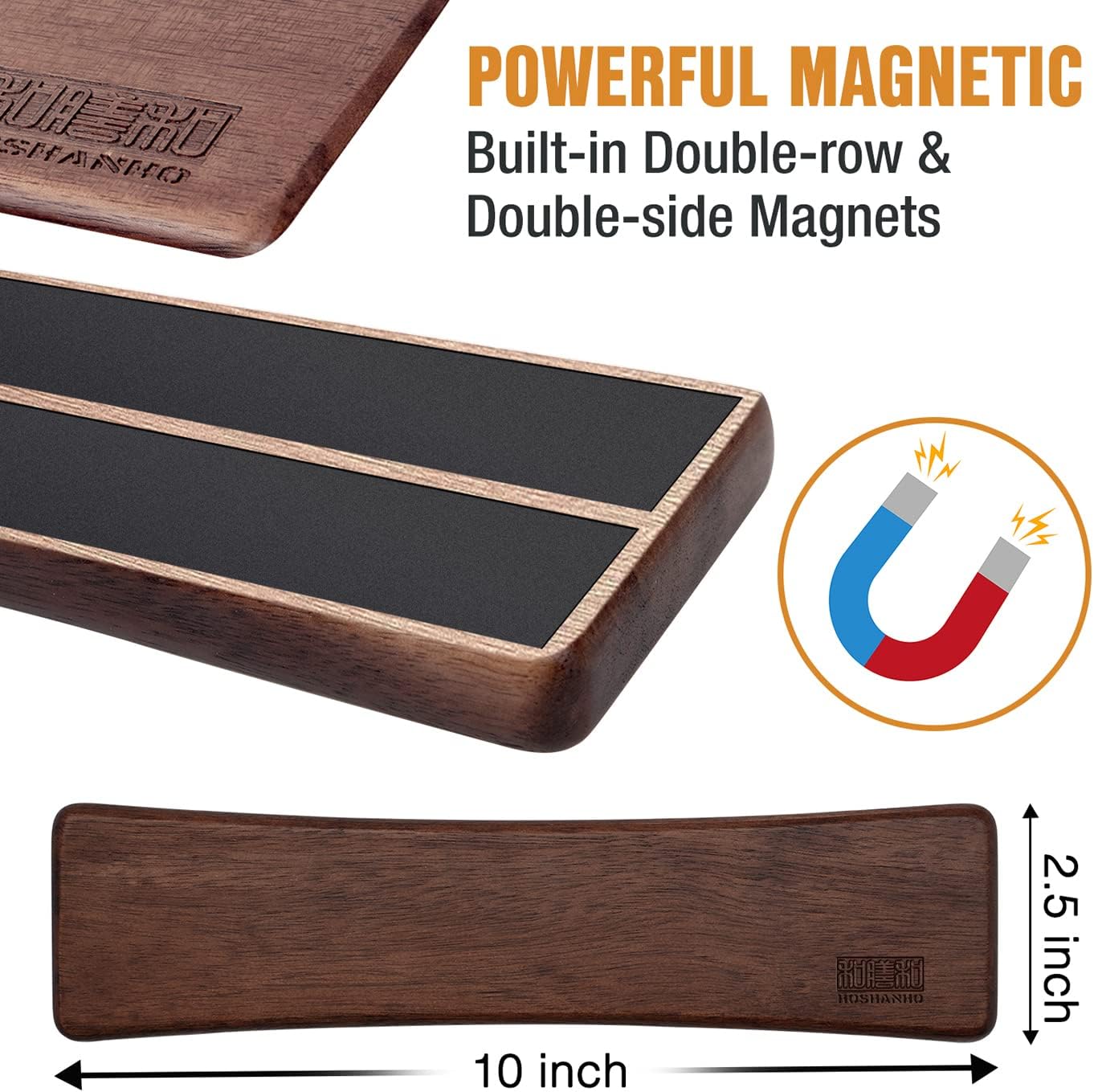 HOSHANHO Magnetic Knife Strips, Magnetic Knife Holder for Wall 16 Inch, Acacia Wood Knife Magnetic Strip Use as Knife Bar, Knife Holder for Kitchen Utensil Organizer - Homesidy.com