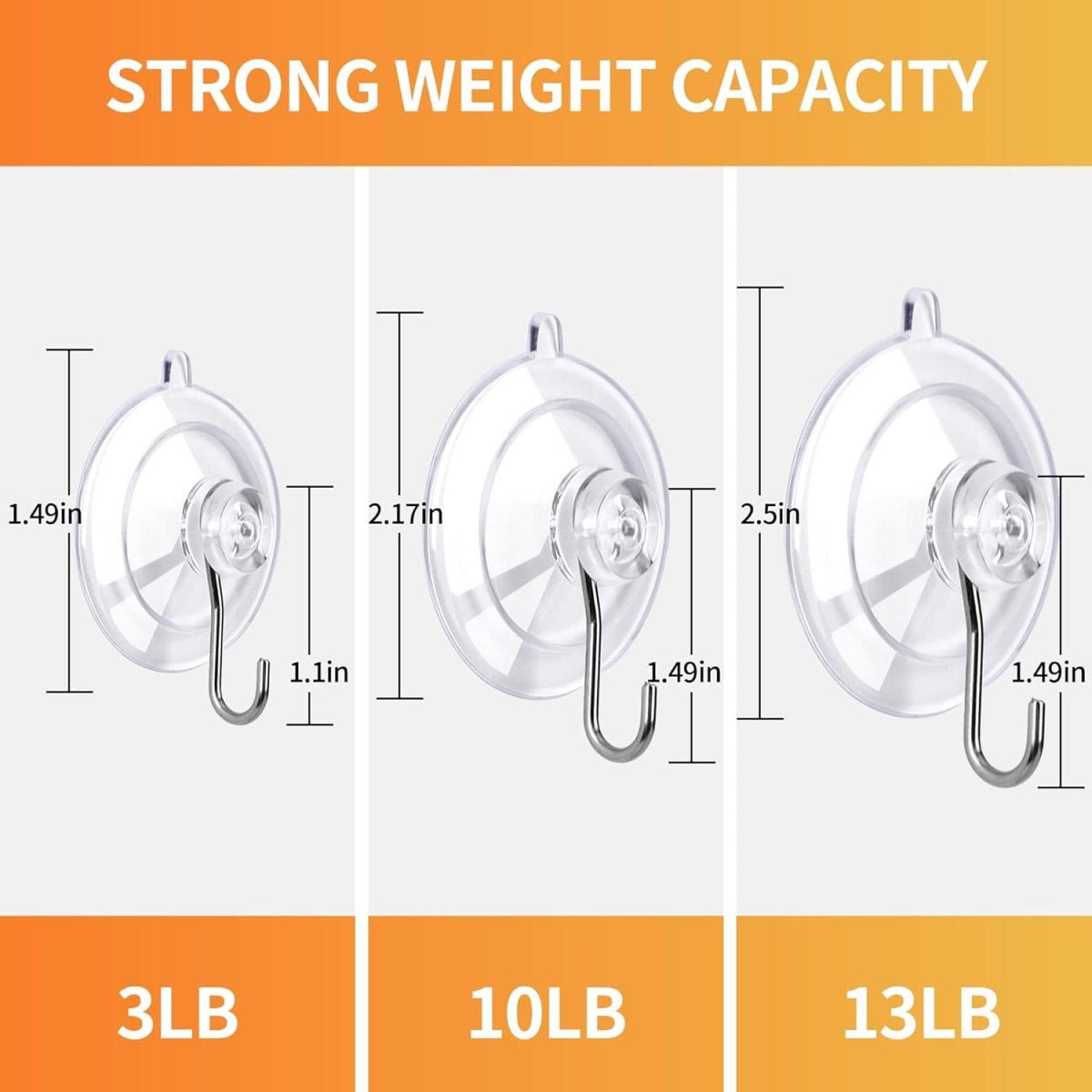 KORCCI Suction Cup Hooks 12Pack - Max Load 10LB, 1.77Inch Clear Medium Suction Cups, No Trace, Reusable &amp; Removable, Stainless Steel Hooks, for Tile, Glass, Window, Shower, Kitchen, Bathroom - Homesidy.com