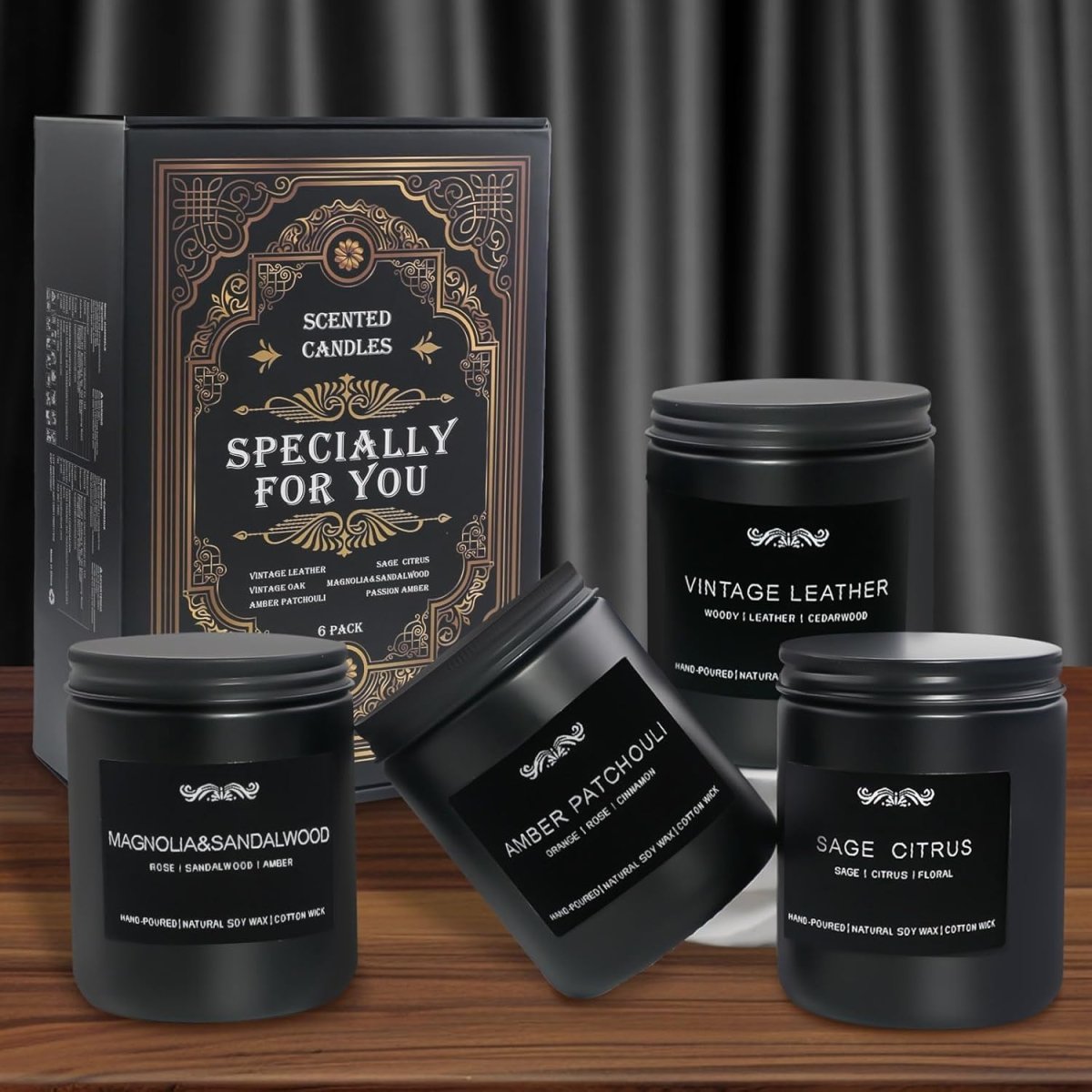 Scented Candle Set, Men Candle Set, Scented Candles for Home, Gifts for Men, 4 Pack Manly Candles Gifts for Mens Scents of Smoke Vanilla/Leather/Oak/Lavender Wood - Homesidy.com
